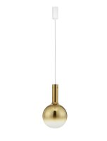 LED H&auml;ngeleuchte in Wei&szlig; Gold &Oslash; 25 cm dimmbar Glas Metall