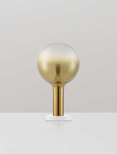 LED Tischleuchte in Gold Weiß 36 cm dimmbar Glas Metall rund