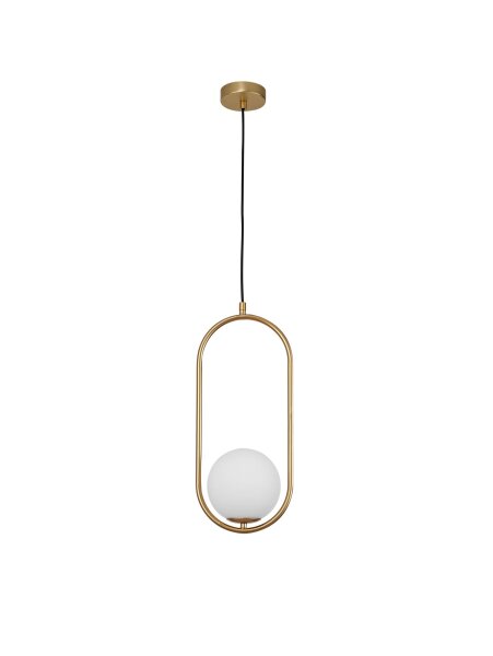 Pendelleuchte rund G9 20 x 15 cm in Gold Weiß Glas Metall