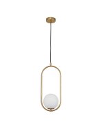 Pendelleuchte rund G9 20 x 15 cm in Gold Weiß Glas...