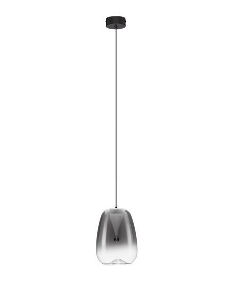 LED Hängelampe Schwarz Ø 16 cm Rauchglas rund warmweiß