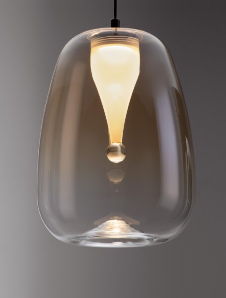 LED Hängeleuchte Schwarz Amber Ø 16 cm höhenverstellbar rund