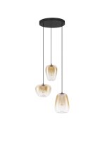 LED Pendelleuchte Rauchglas Schwarz Amber 41 cm breit MINDEN