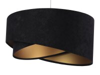 Pendelleuchte MADAN Schwarz Gold Stoff &Oslash;50cm rund