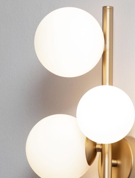 Wandlampe rund G9 32 cm hoch in Gold Weiß Glas Metall MORGAN