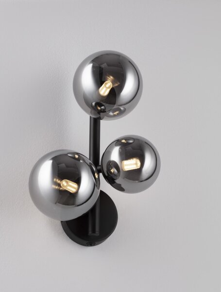 Wandleuchte Schwarz Grau 32 cm hoch G9 Rauchglas Metall