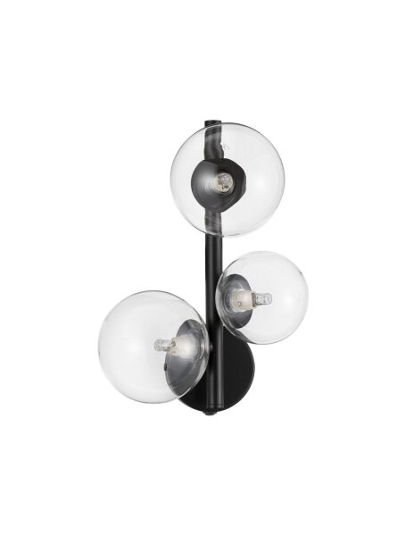Wandlampe Schwarz 32 cm hoch G9 Klarglas Metall rund MORGAN
