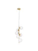 Pendelleuchte Glas Metall G9 in Wei&szlig; Gold 28 x 23...
