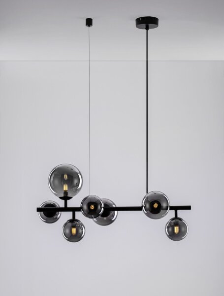 Moderne Hängelampe G9 Schwarz Grau 65 cm lang 7 flammig