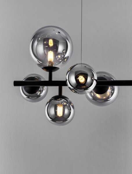 Moderne Hängelampe G9 Schwarz Grau 65 cm lang 7 flammig