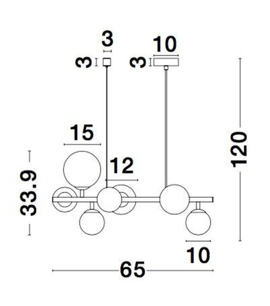 Hängeleuchte 7 flammig G9 65 cm lang Schwarz Klarglas Metall