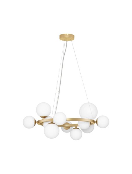 Pendelleuchte rund in Gold Weiß 65 x 53 cm G9 Glas Metall