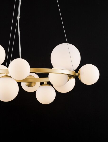 Pendelleuchte rund in Gold Weiß 65 x 53 cm G9 Glas Metall