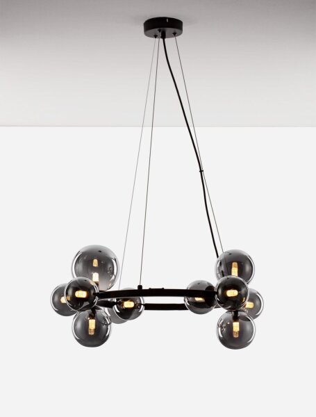 Hängelampe Ø 65 cm G9 Schwarz Grau höhenverstellbar MORGAN