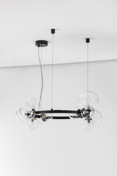Runde Hängeleuchte Schwarz G9 Ø 65 cm Klarglas Metall Kugel
