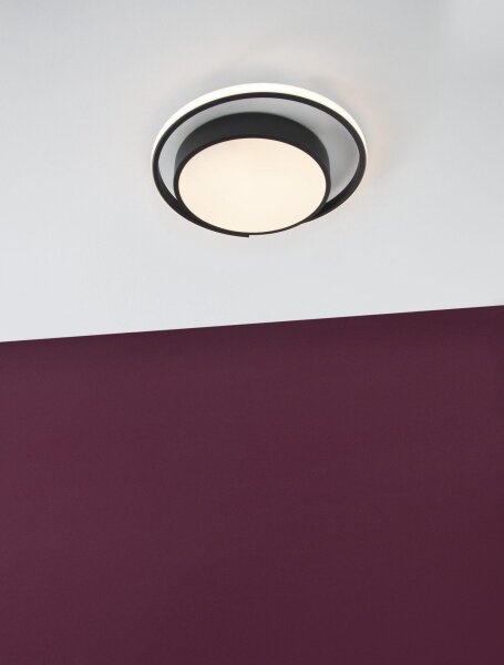 LED Deckenleuchte Schwarz Ø 40 cm flach warmweiß MURIEL