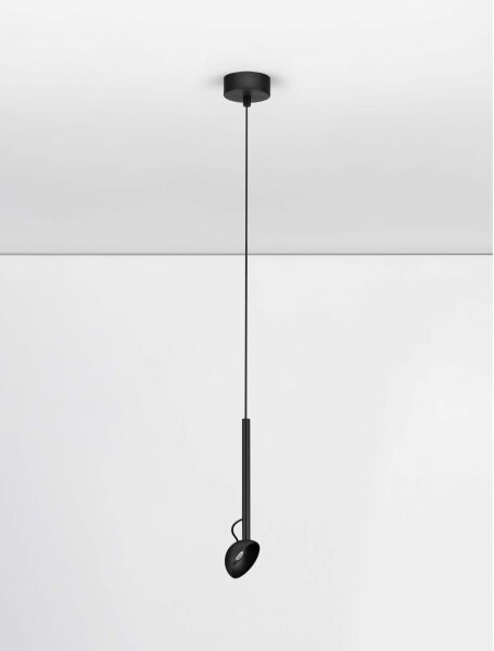 Schmale LED Pendelleuchte Ø 8 cm Schwarz höhenverstellbar