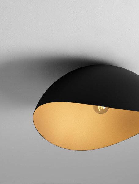 Deckenleuchte E27 in Schwarz Gold Ø 50 cm rund NEVADA Modern