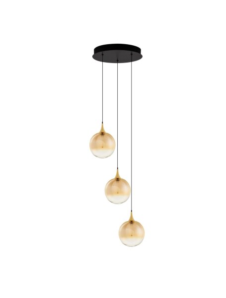 LED Hängeleuchte in Schwarz Gold 36 cm breit dimmbar Glas