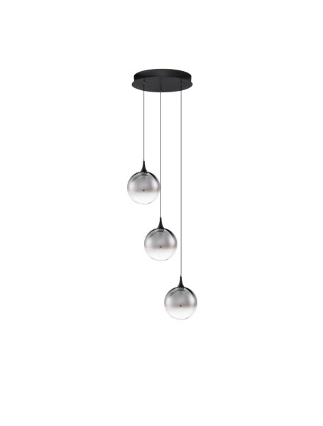 LED Pendelleuchte Glas Schwarz 36 cm breit dimmbar 3 flammig