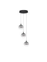 LED Pendelleuchte Glas Schwarz 36 cm breit dimmbar 3 flammig