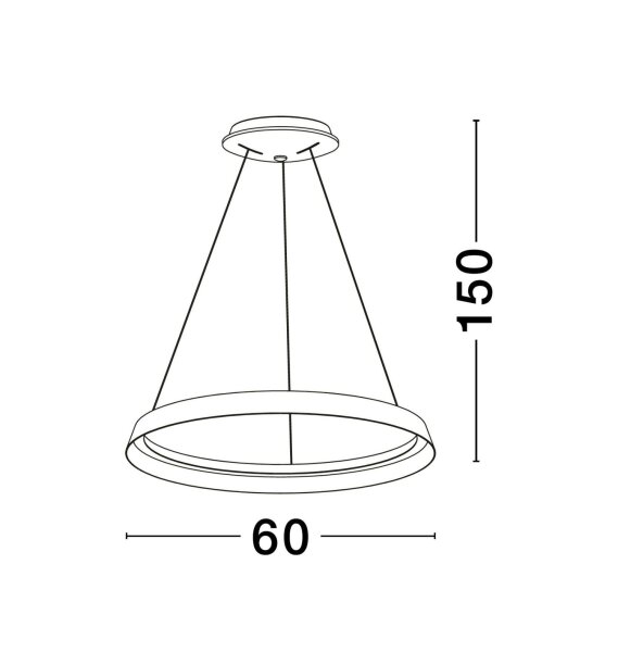 LED Hängelampe Ø 60 cm Schwarz dimmbar höhenverstellbar Ring