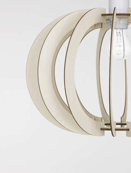 Pendelleuchte rund E27 Ø 40 cm Weiß Natur höhenverstellbar