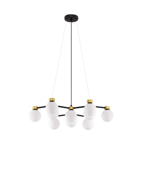 Pendelleuchte rund G9 66 x 63 cm in Schwarz Weiß Gold Glas
