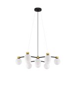Pendelleuchte rund G9 66 x 63 cm in Schwarz Wei&szlig; Gold Glas