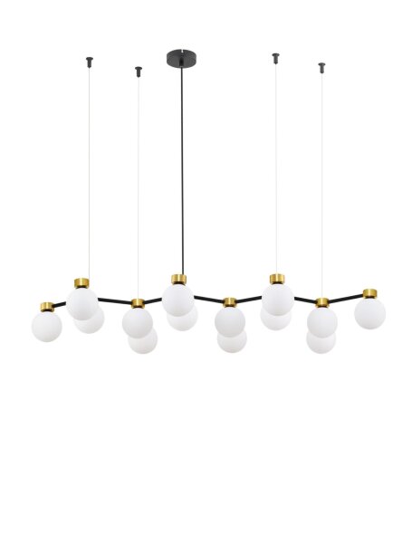 Hängelampe in Schwarz Weiß Gold 107 cm lang G9 Glas rund