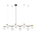 H&auml;ngelampe in Schwarz Wei&szlig; Gold 107 cm lang G9 Glas rund