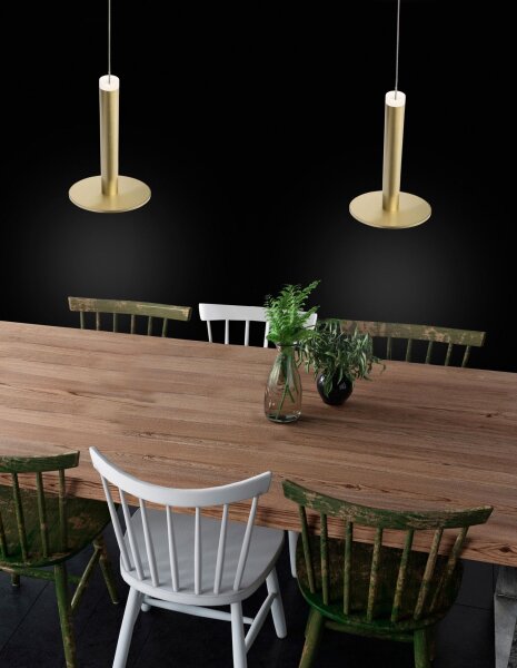 LED Hängelampe in Gold Ø 15 cm rund warmweiß ODESSA schmal