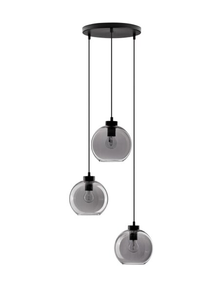 Hängelampe Retro Schwarz Grau 30 cm breit E27 3 flammig