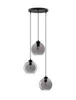 H&auml;ngelampe Retro Schwarz Grau 30 cm breit E27 3 flammig