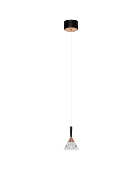 LED Pendelleuchte schmal Ø 10,5 cm in Schwarz Roségold OGDEN
