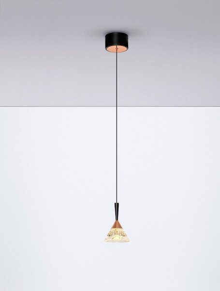 LED Pendelleuchte schmal Ø 10,5 cm in Schwarz Roségold OGDEN