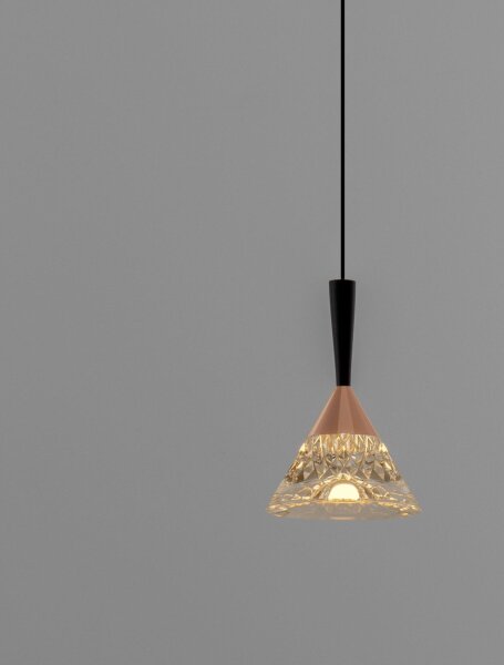 LED Pendelleuchte schmal Ø 10,5 cm in Schwarz Roségold OGDEN