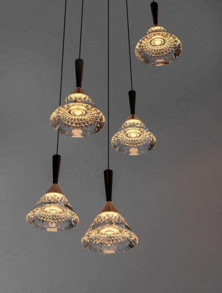 LED Hängelampe in Schwarz Roségold 32 cm breit dimmbar OGDEN