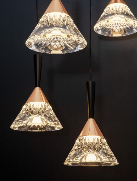 LED Hängelampe in Schwarz Roségold 32 cm breit dimmbar OGDEN
