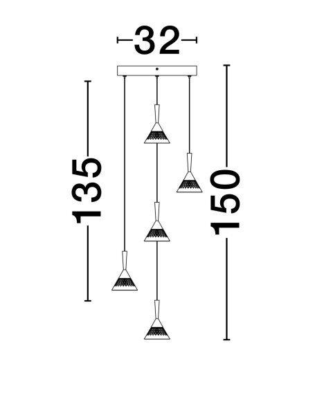 LED Hängelampe in Schwarz Roségold 32 cm breit dimmbar OGDEN