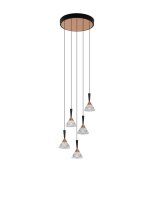 LED H&auml;ngelampe in Schwarz Ros&eacute;gold 32 cm breit dimmbar OGDEN