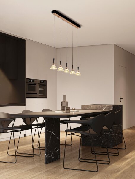 LED Hängeleuchte in Schwarz Roségold 90 cm lang dimmbar