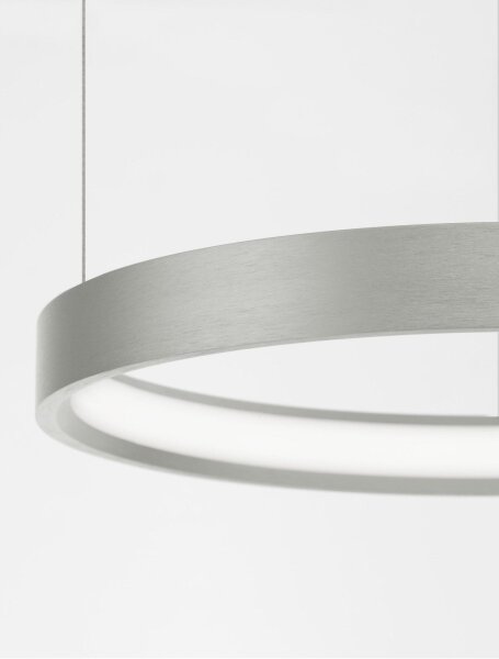 LED Pendelleuchte in Silber gebürstet Ø 40 cm dimmbar Ring