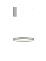LED Pendelleuchte in Silber geb&uuml;rstet &Oslash; 40 cm dimmbar Ring