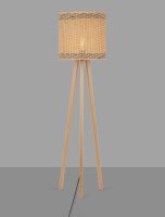Stehlampe Dreibein E27 165 cm Natur Holz Seegras 2 flammig