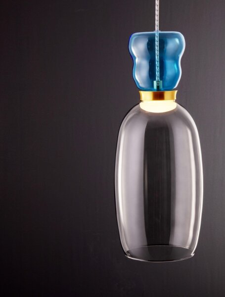 LED Pendelleuchte schmal Ø 15 cm in Gold Grau Blau warmweiß
