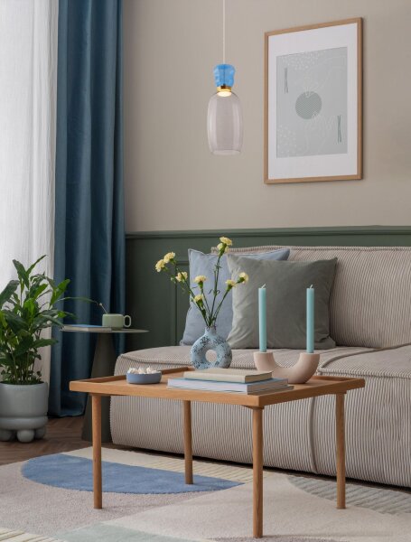 LED Pendelleuchte schmal Ø 15 cm in Gold Grau Blau warmweiß