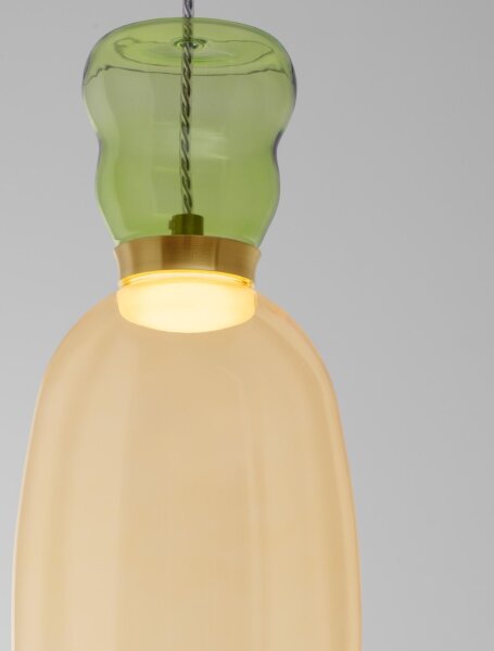 LED Hängelampe in Gold Gelb Grün Ø 15 cm Glas Metall schmal