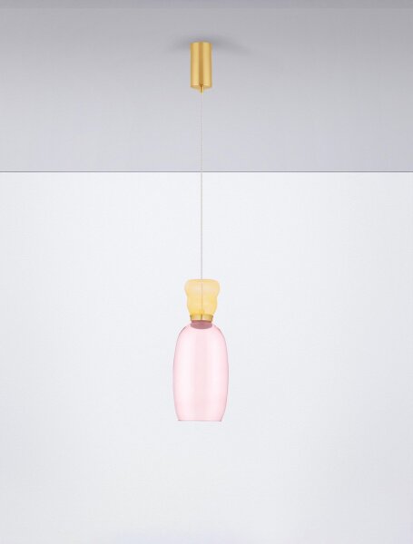 LED Hängeleuchte in Gold Rosa Gelb Ø 15 cm höhenverstellbar