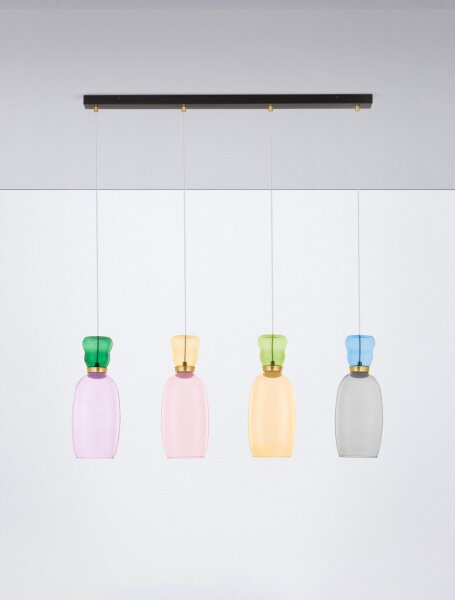 LED Pendelleuchte 90 cm lang Schwarz Bunt höhenverstellbar